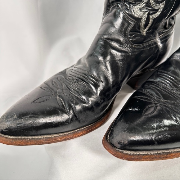 Justin 1408 Black Leather Western Cowboy Boots — Men’s 10.5 D - Picture 9 of 10